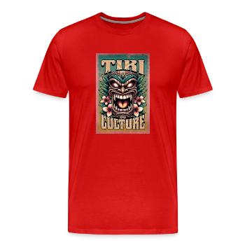 Tiki Culture Maori Mask - Men's Premium Organic T-Shirt - red - Front - Damien (186cm)