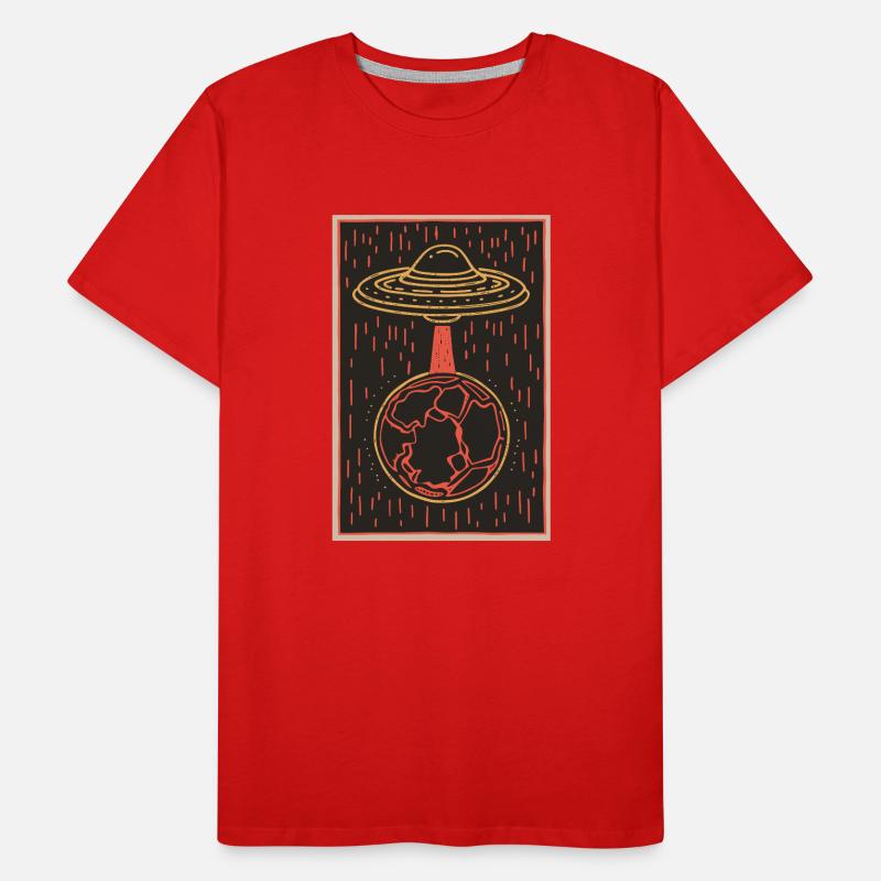 Schwebendes Raumschiff über Deutschland Männer Premium Bio T-Shirt