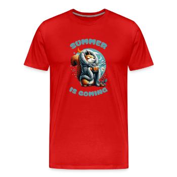 Summer is Coming - Men's Premium Organic T-Shirt - red - Front - Damien (186cm)