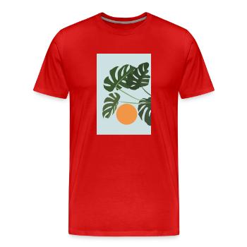 Monstera Coucher de soleil - T-shirt bio Premium Homme - rouge - Devant - Damien (186cm)