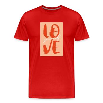 Love Yourself - Männer Premium Bio T-Shirt - Rot - Vorne - Damien (186cm)