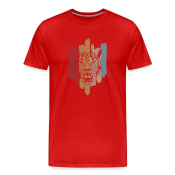Schneeleopard National Souvenir Kasachstan - Männer Premium Bio T-Shirt - Rot - Vorne - Damien (186cm)