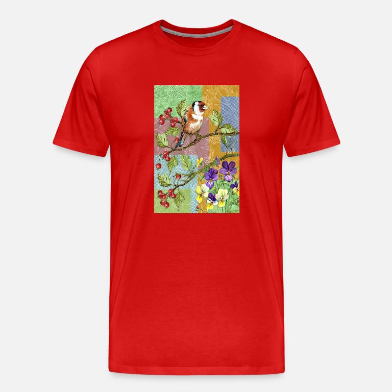 Bunter Vogel - Männer Premium Bio T-Shirt - Rot