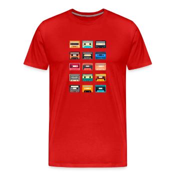Cassette Rétro Années 70 Années 80 Années 90 - T-shirt bio Premium Homme - rouge - Devant - Damien (186cm)