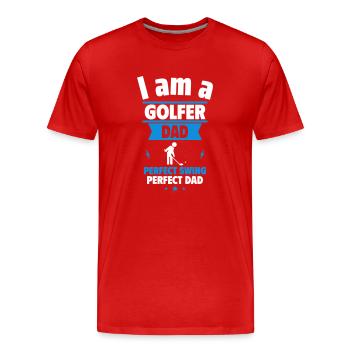 Golfer-Papa: Perfekter Schwung, Vatertagsgeschenk - Männer Premium Bio T-Shirt - Rot - Vorne - Damien (186cm)