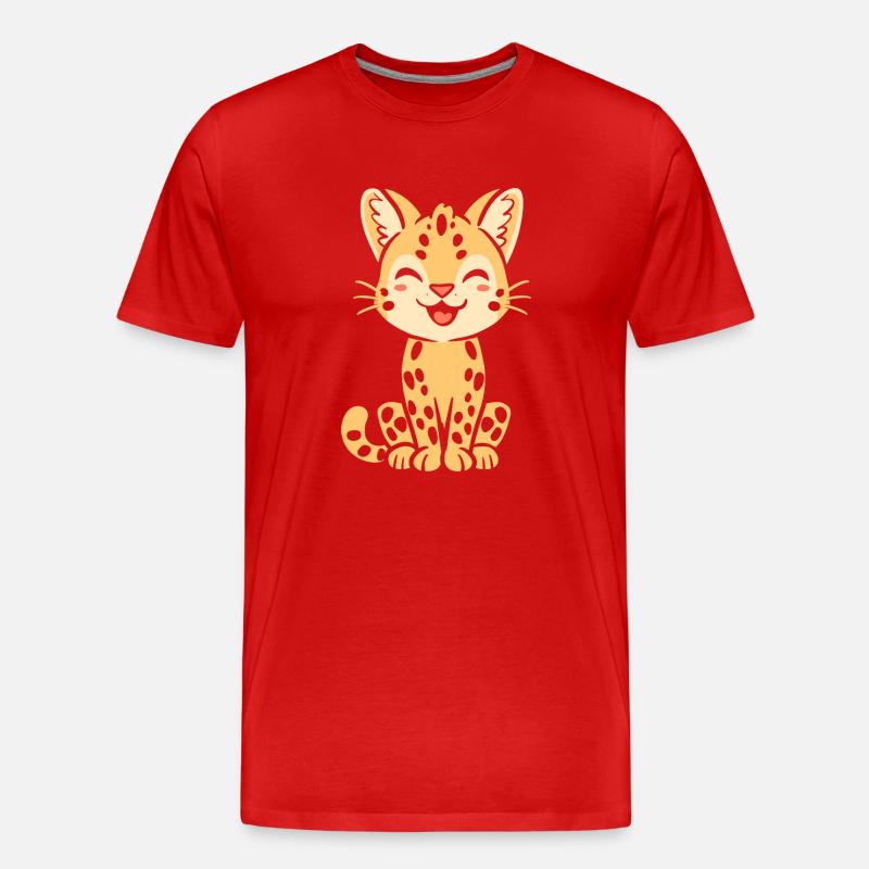 Serval - Männer Premium Bio T-Shirt - Rot