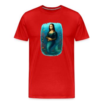 Sirène Mona Lisa - T-shirt bio Premium Homme - rouge - Devant - Damien (186cm)