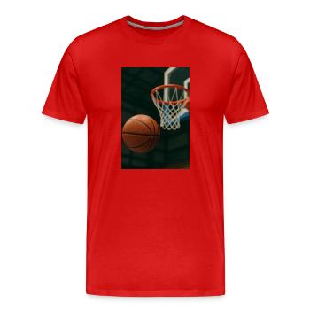 Basketball auf dem Weg zum Korb - Männer Premium Bio T-Shirt - Rot - Vorne - Damien (186cm)