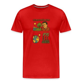 Klimawandel - Männer Premium Bio T-Shirt - Rot - Vorne - Damien (186cm)