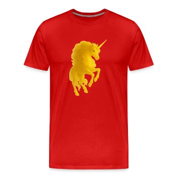 Licorne dorée - T-shirt bio Premium Homme - rouge - Devant - Damien (186cm)