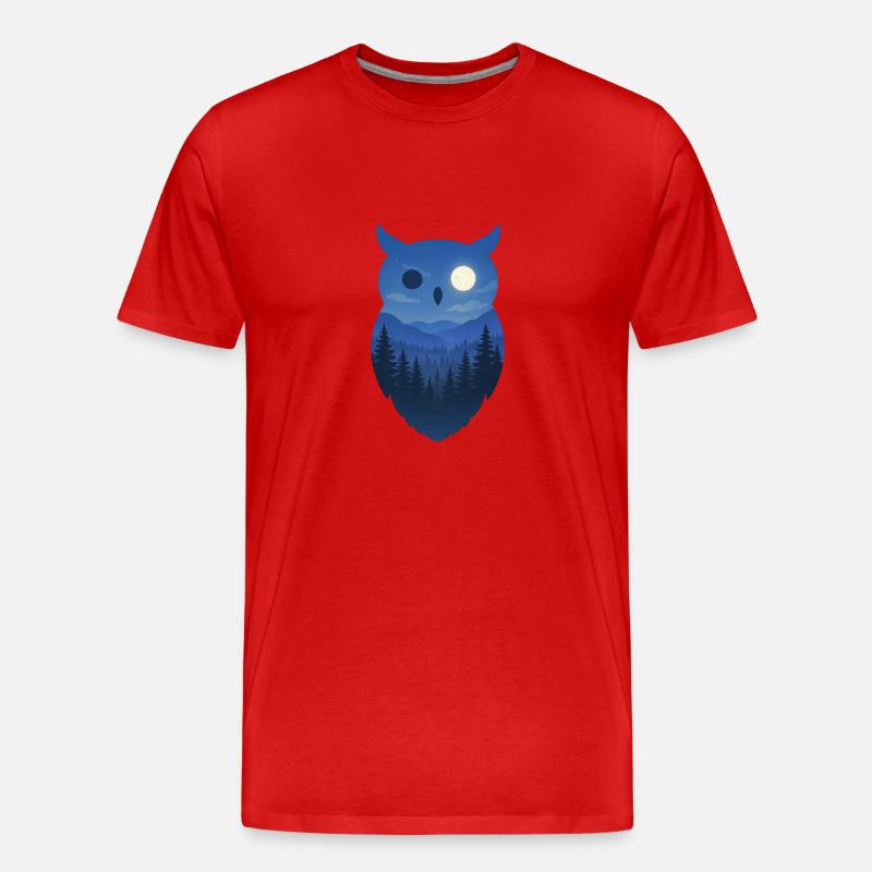 Nacht Eule - Männer Premium Bio T-Shirt - Rot