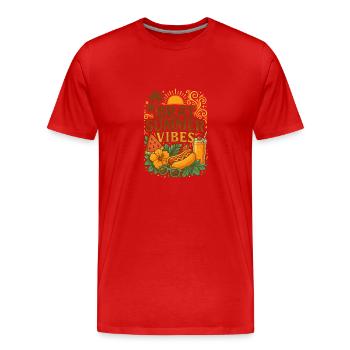 Brat Summer Vibes - Retro-Ästhetik trifft Gen Z - Männer Premium Bio T-Shirt - Rot - Vorne - Damien (186cm)