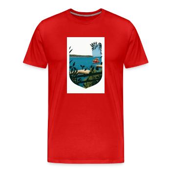 Island view – Croatian relaxation zone - Men's Premium Organic T-Shirt - red - Front - Damien (186cm)