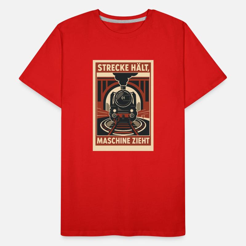 Railway Track Holds Machine Pulls Men's Premium Organic T-Shirt