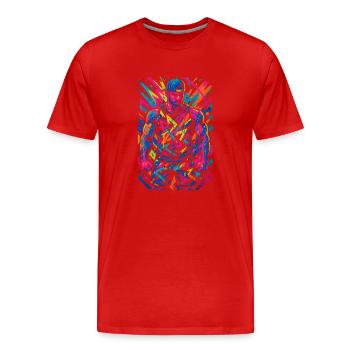 Néons - T-shirt bio Premium Homme - rouge - Devant - Damien (186cm)