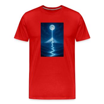 Fleuve lunaire qui coule - T-shirt bio Premium Homme - rouge - Devant - Damien (186cm)