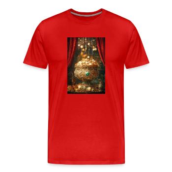 Königlicher Schatz quillt über - Männer Premium Bio T-Shirt - Rot - Vorne - Damien (186cm)