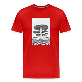 Forêt de champignons optiques - T-shirt bio Premium Homme - rouge - Devant - Damien (186cm)