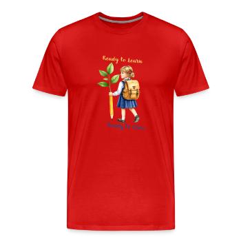 Ready to Learn, Ready to Grow – watercolor - Men's Premium Organic T-Shirt - red - Front - Damien (186cm)