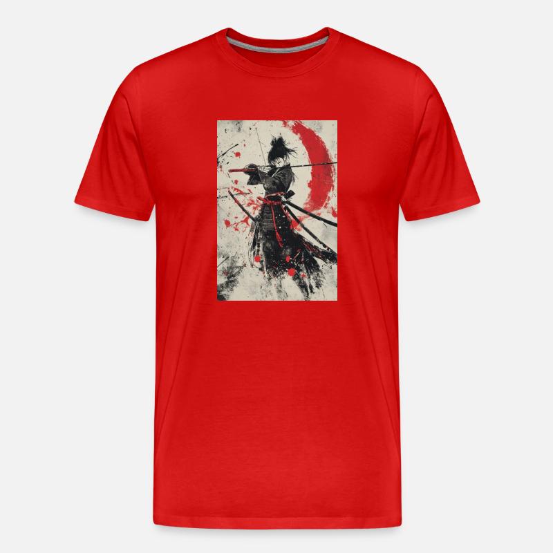 Samurai-Geist in Rot und Schwarz - Männer Premium Bio T-Shirt - Rot