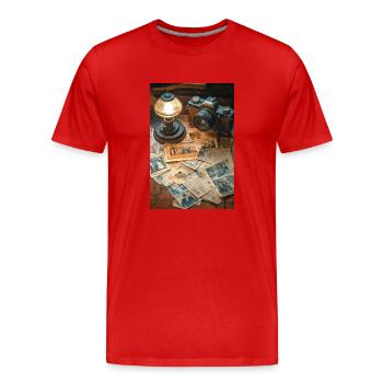 Des souvenirs vintage capturés dans le temps - T-shirt bio Premium Homme - rouge - Devant - Damien (186cm)