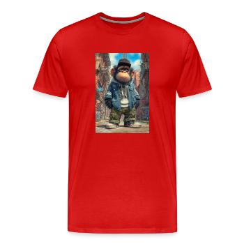 Singe urbain avec style urbain - T-shirt bio Premium Homme - rouge - Devant - Damien (186cm)