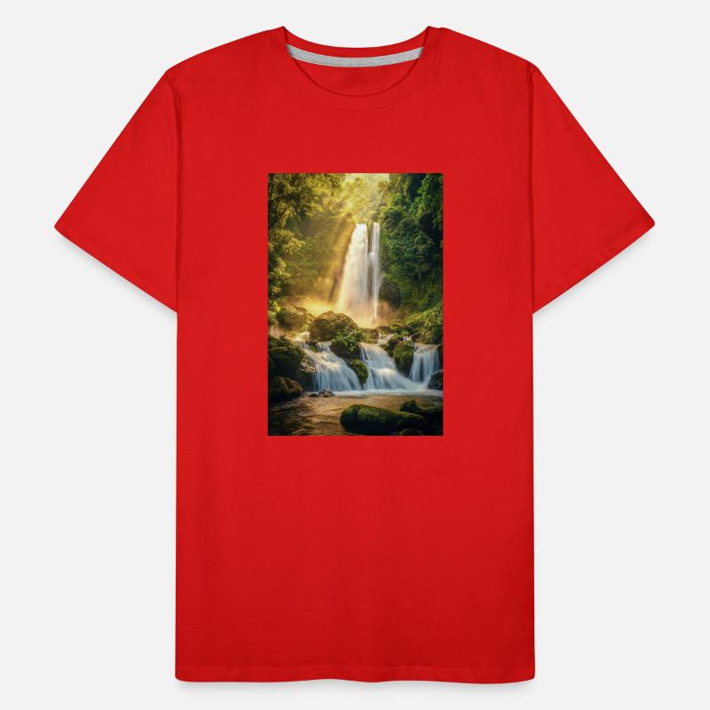 Lever du soleil sur une cascade cachée T-shirt bio Premium Homme