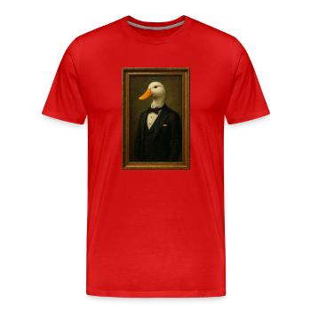 Bild von Ente in Smoking - Männer Premium Bio T-Shirt - Rot - Vorne - Damien (186cm)