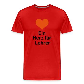 Ein Herz für Lehrer - Männer Premium Bio T-Shirt - Rot - Vorne - Damien (186cm)