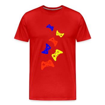 Gamepad Symbol Controller Bunt - Männer Premium Bio T-Shirt - Rot - Vorne - Damien (186cm)