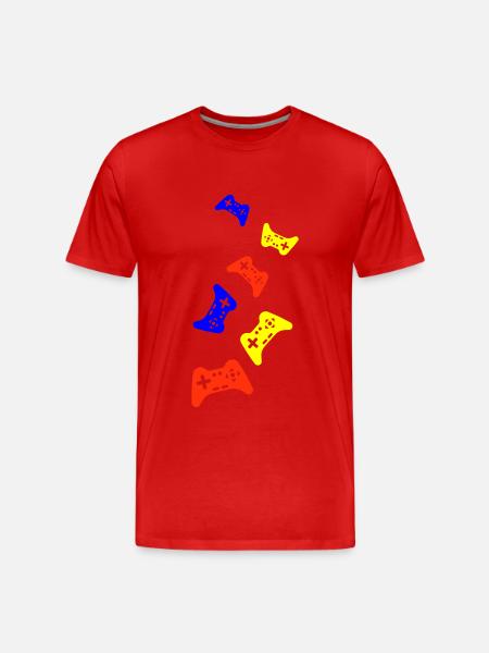 Gamepad Symbol Controller Bunt - Männer Premium Bio T-Shirt - Rot