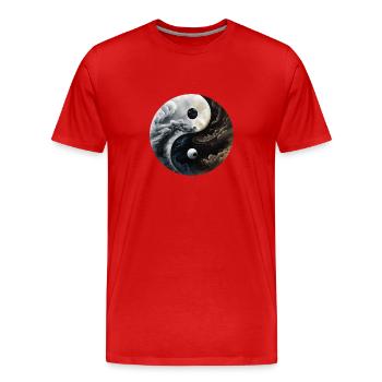 Ying Yang Motiv - Männer Premium Bio T-Shirt - Rot - Vorne - Damien (186cm)