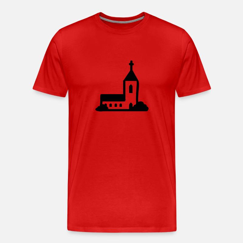 Kirche - line - Männer Premium Bio T-Shirt - Rot
