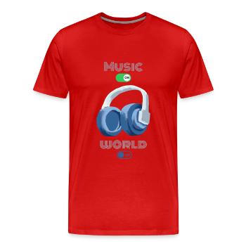 Music on World off Cooles Design - Männer Premium Bio T-Shirt - Rot - Vorne - Damien (186cm)