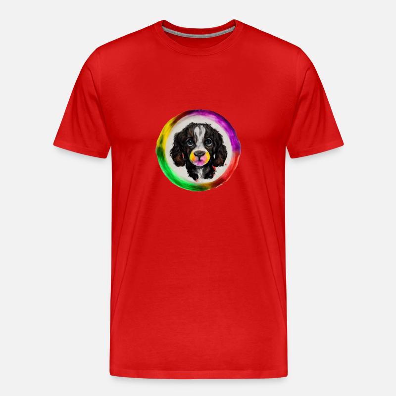Regenbogen Hund Cocker Spaniel - Männer Premium Bio T-Shirt - Rot