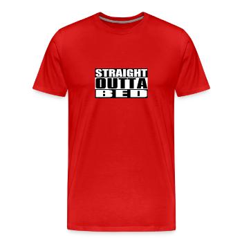 Straight outta Bed I fun Schlafshirt Schlafanzug - Männer Premium Bio T-Shirt - Rot - Vorne - Damien (186cm)