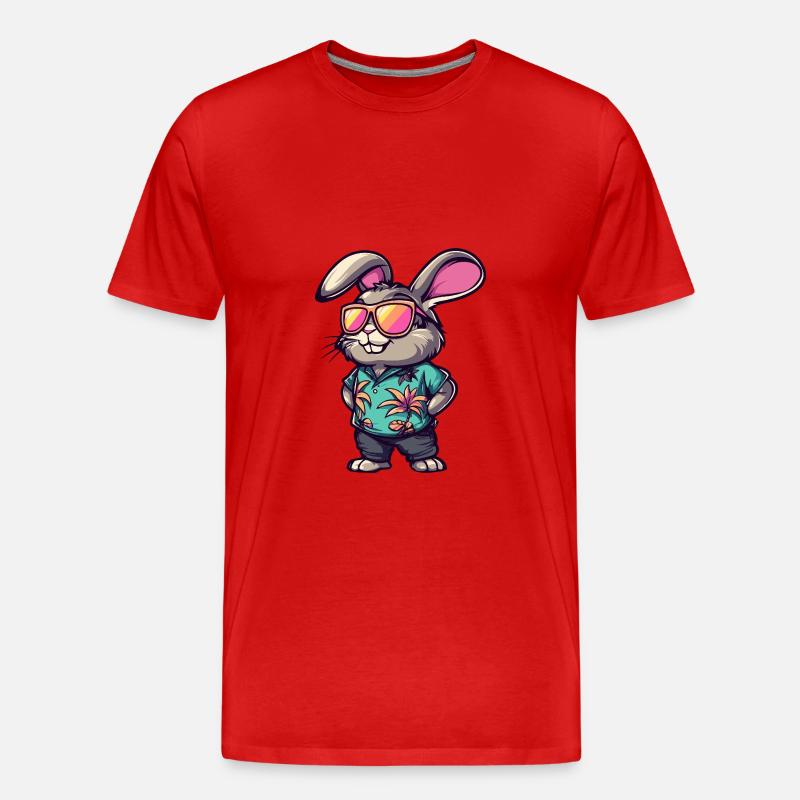 Hase Comic Urlaub - Männer Premium Bio T-Shirt - Rot