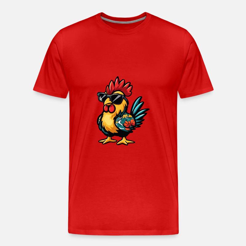 Hahn Comic Urlaub - Männer Premium Bio T-Shirt - Rot