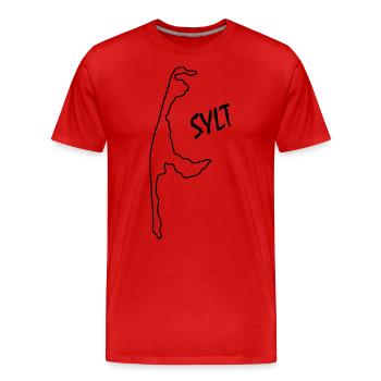 Island Map of Sylt Germany Islands - Men's Premium Organic T-Shirt - red - Front - Damien (186cm)
