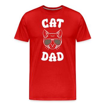 Papa chat - T-shirt bio Premium Homme - rouge - Devant - Damien (186cm)