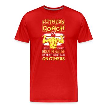 Fitness Trainer Bench Press - Men's Premium Organic T-Shirt - red - Front - Damien (186cm)