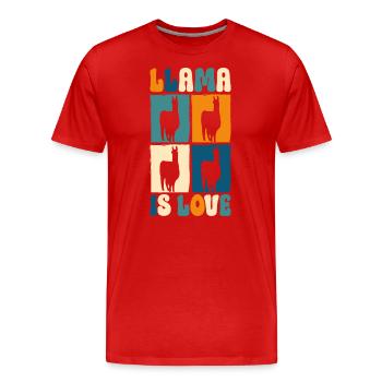 Llama Nutztier Südamerika Sanft - Männer Premium Bio T-Shirt - Rot - Vorne - Damien (186cm)