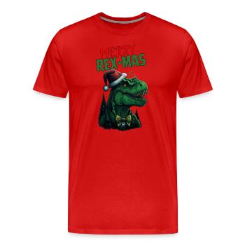 Merry Rex-Mas - Men's Premium Organic T-Shirt - red - Front - Damien (186cm)