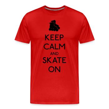 Keep Calm skate on - T-shirt bio Premium Homme - rouge - Devant - Damien (186cm)