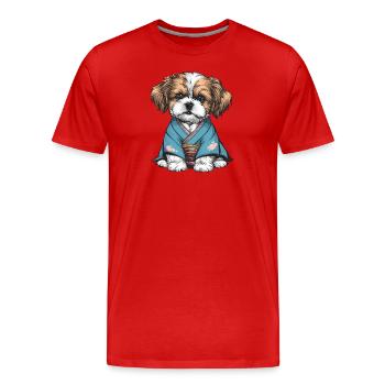 Shih Tzu im Kimono - Männer Premium Bio T-Shirt - Rot - Vorne - Damien (186cm)