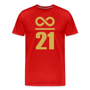 Infini de 21 millions de Bitcoin - T-shirt bio Premium Homme - rouge - Devant - Damien (186cm)