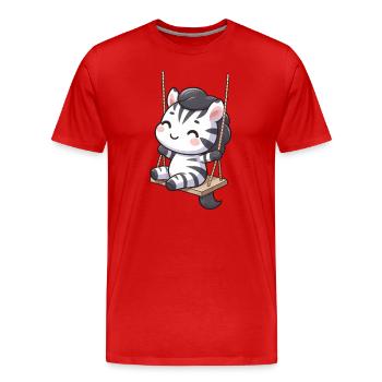cartoon zebra auf einer schaukel - Männer Premium Bio T-Shirt - Rot - Vorne - Damien (186cm)