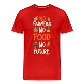 No Farmers No Food No Future Bauer Landwirt - Männer Premium Bio T-Shirt - Rot - Vorne - Damien (186cm)