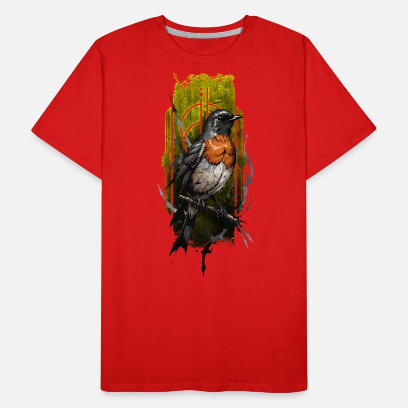 Merle d’Europe (Erithacus rubecula) T-shirt bio Premium Homme