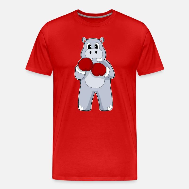 Nilpferd Boxer Boxhandschuhe Boxen - Männer Premium Bio T-Shirt - Rot